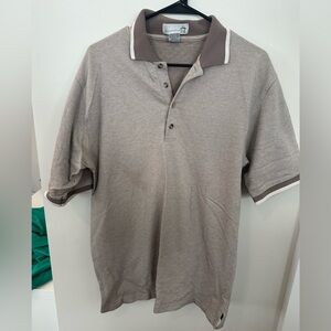 Men's Taupe Polo Shirt with Contrast Collar